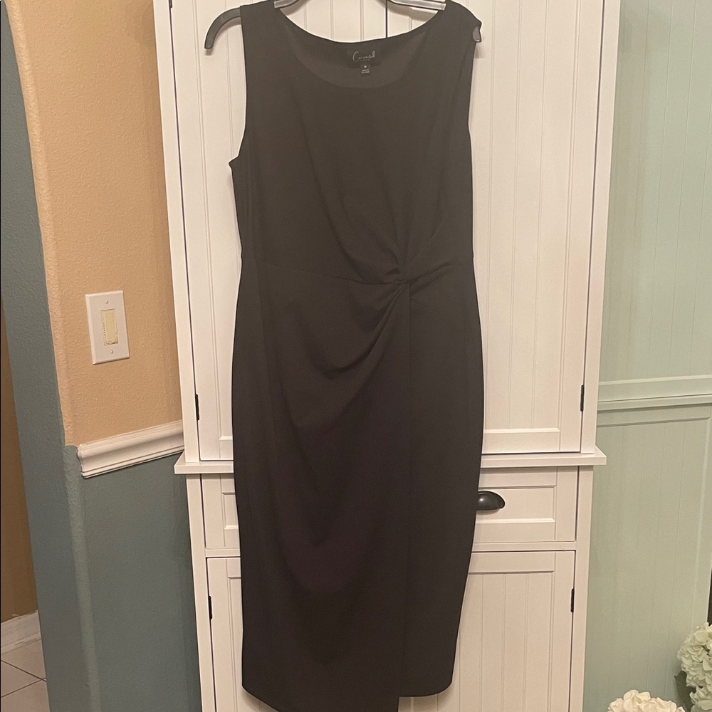 Connected Apparel Black Dress with Waist Twist